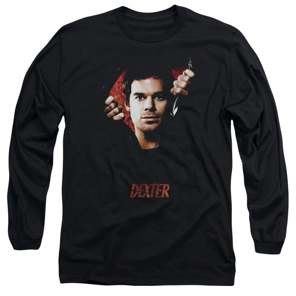 AN OFFCIALLY LICENSED DEXTER BODY BAD MEN'S LONG SLEEVE T-SHIRT BLACK