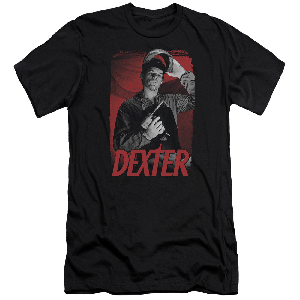 AN OFFCIALLY LICENSED DEXTER SEE SAW MEN'S PREMIUM SLIM FIT T-SHIRT BLACK