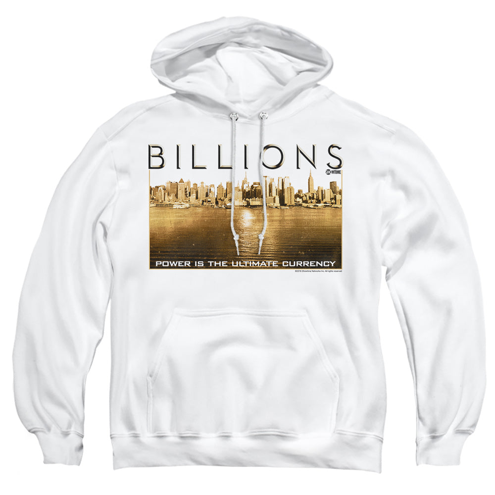 AN OFFCIALLY LICENSED BILLIONS GOLDEN CITY ADULT UNISEX PULLOVER HOODIE WHITE