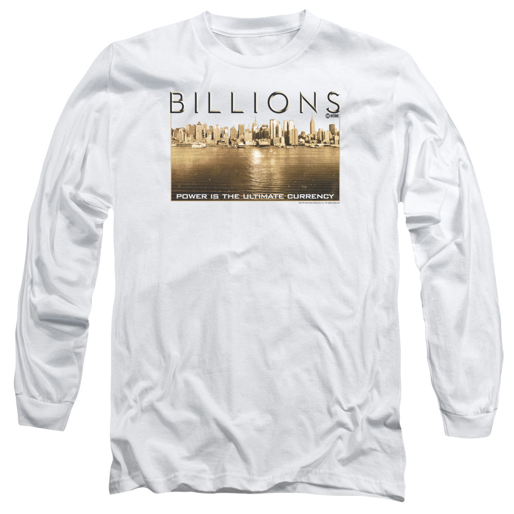 AN OFFCIALLY LICENSED BILLIONS GOLDEN CITY MEN'S LONG SLEEVE T-SHIRT WHITE
