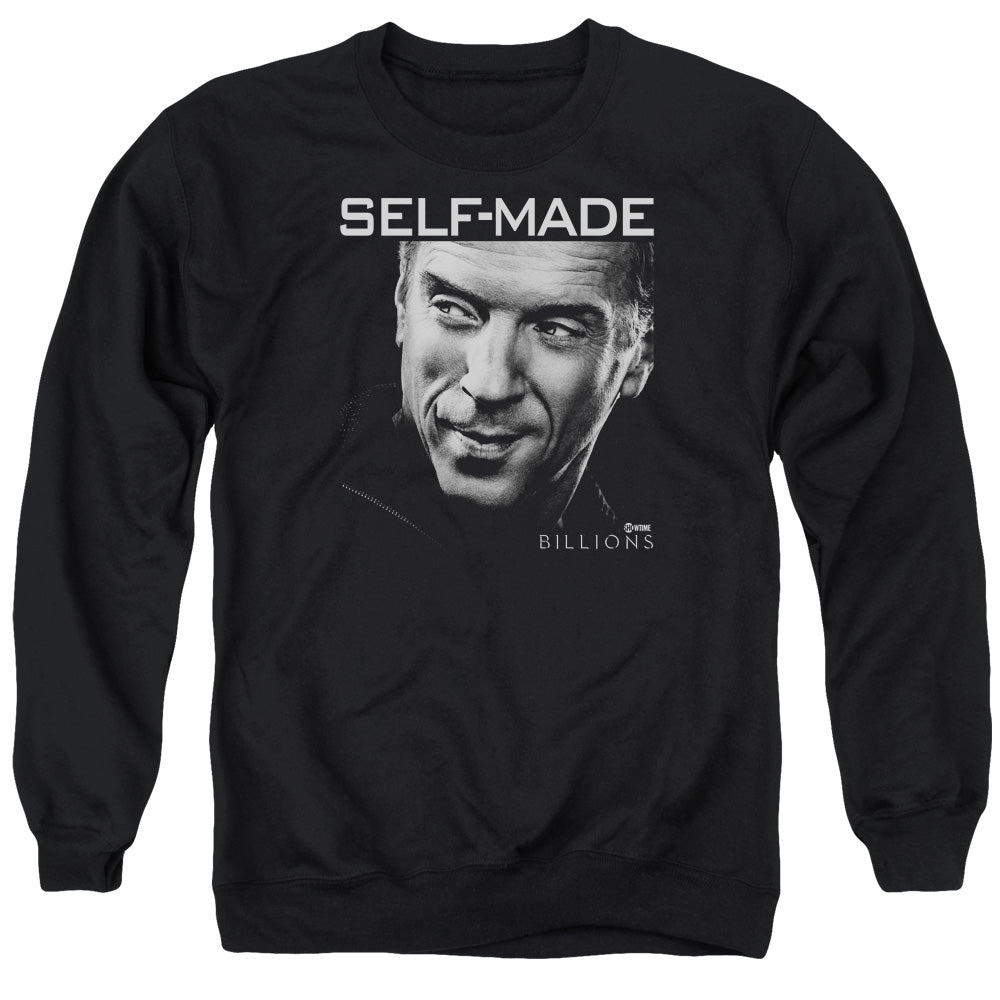 AN OFFCIALLY LICENSED BILLIONS SELF MADE ADULT UNISEX CREWNECK SWEATSHIRT BLACK