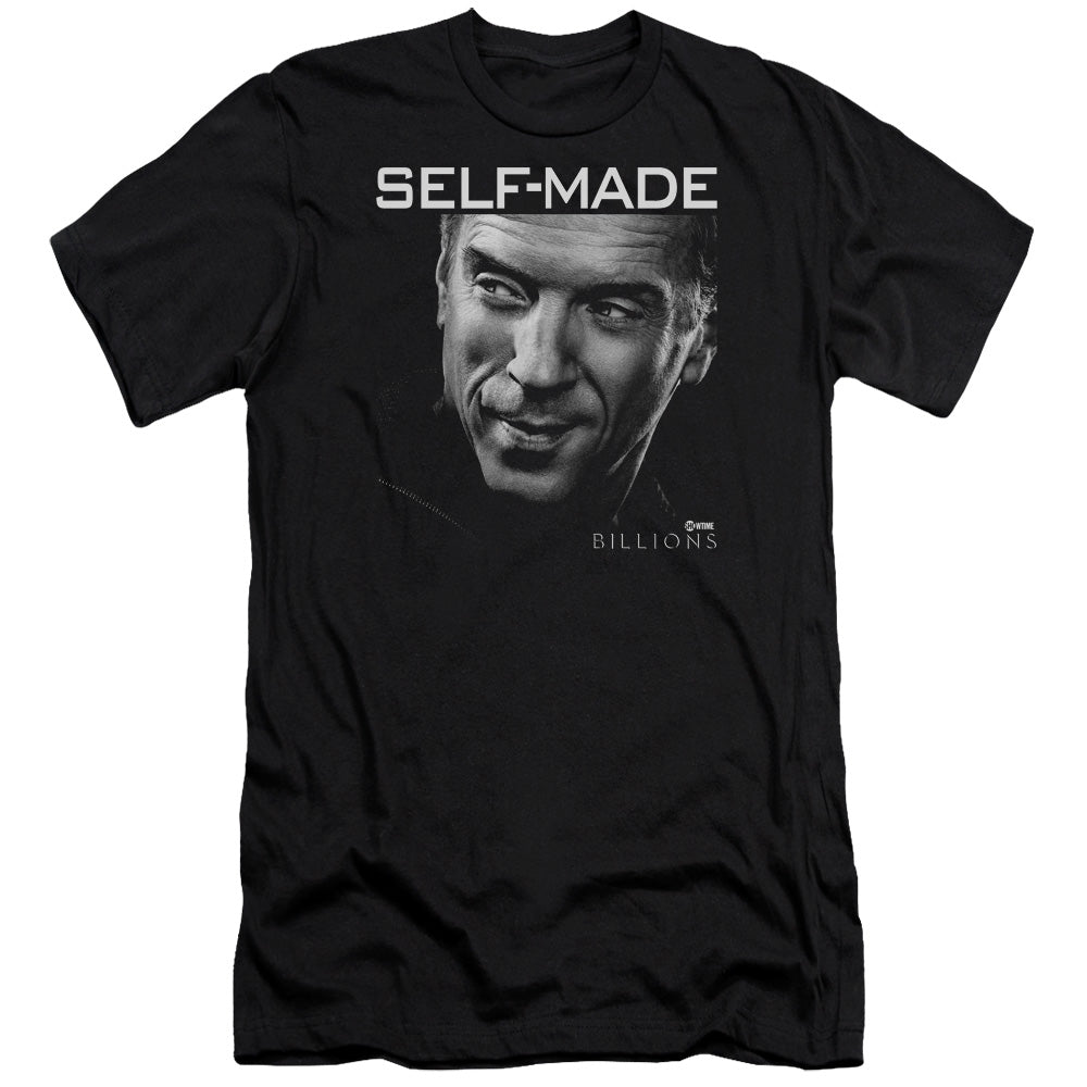 AN OFFCIALLY LICENSED BILLIONS SELF MADE MEN'S PREMIUM SLIM FIT T-SHIRT BLACK