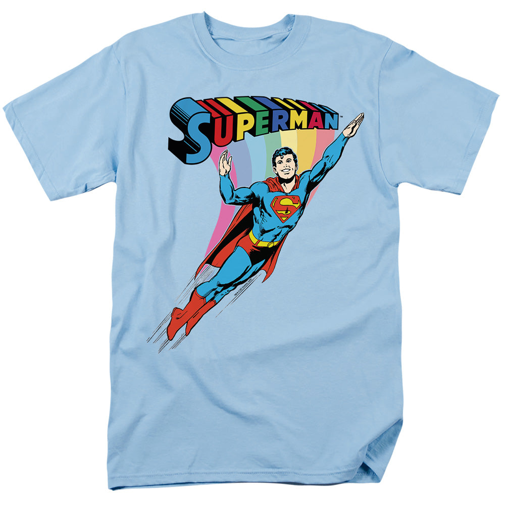 AN OFFCIALLY LICENSED DC RETRO COLORFUL PRIDE MEN'S REGULAR FIT T-SHIRT WHITE