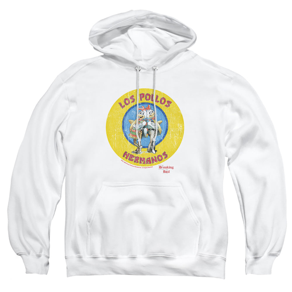 AN OFFCIALLY LICENSED BREAKING BAD LOS POLLOS HERMANOS ADULT UNISEX PULLOVER HOODIE WHITE