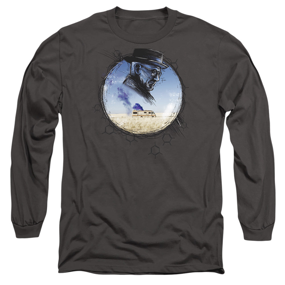 AN OFFCIALLY LICENSED BREAKING BAD CRYSTAL MEN'S LONG SLEEVE T-SHIRT CHARCOAL
