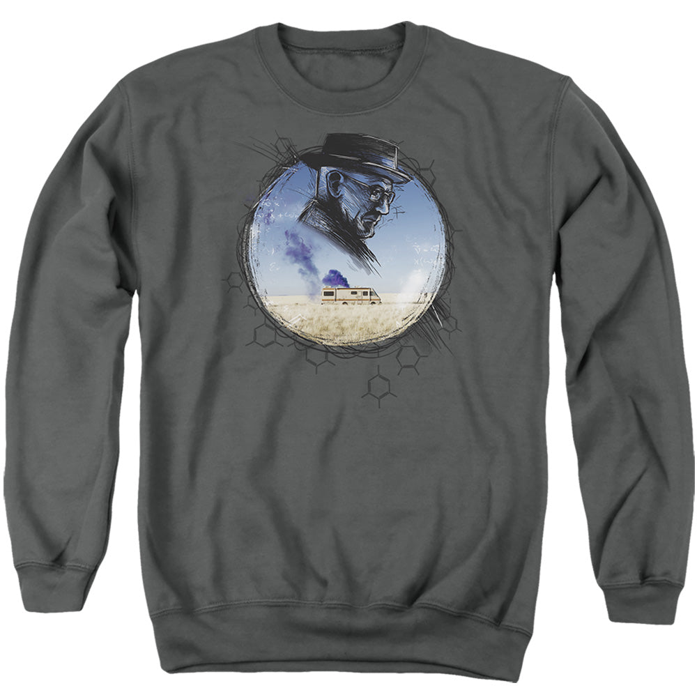 AN OFFCIALLY LICENSED BREAKING BAD CRYSTAL ADULT UNISEX CREWNECK SWEATSHIRT CHARCOAL