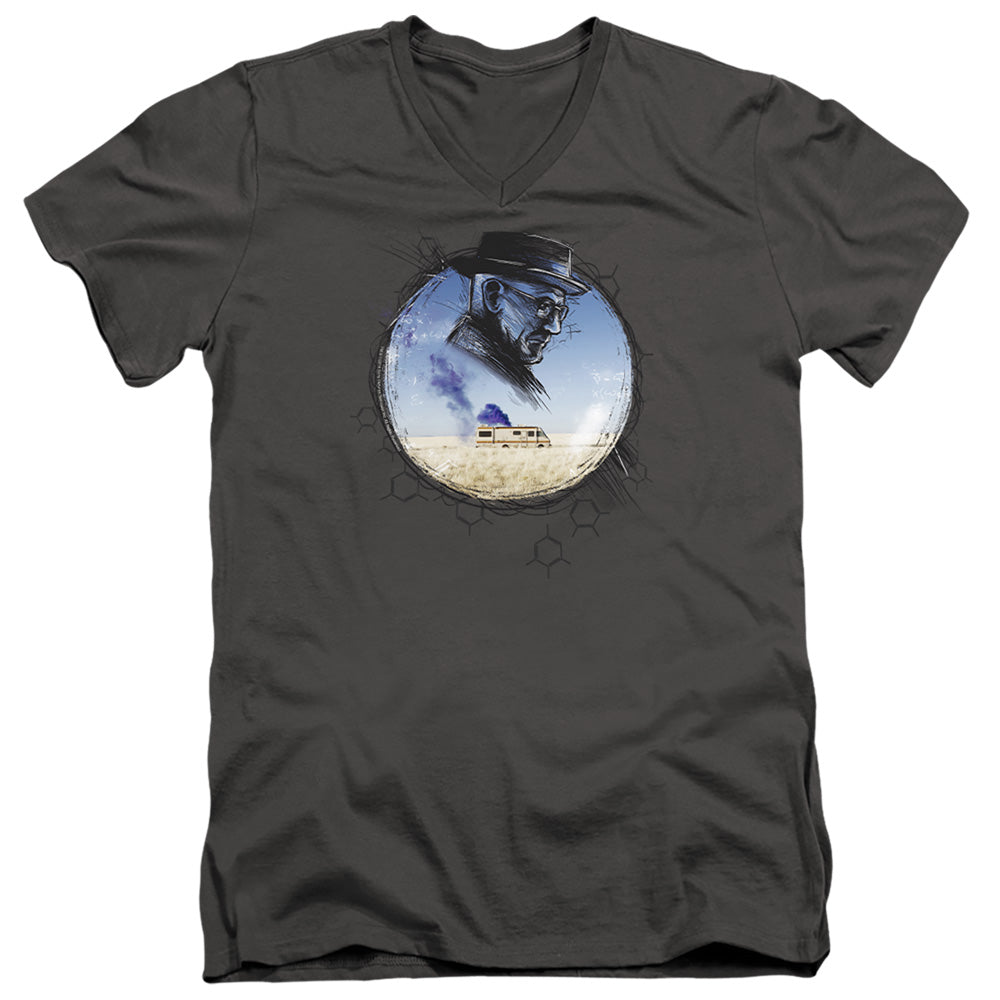 AN OFFCIALLY LICENSED BREAKING BAD CRYSTAL MEN'S V-NECK T-SHIRT CHARCOAL