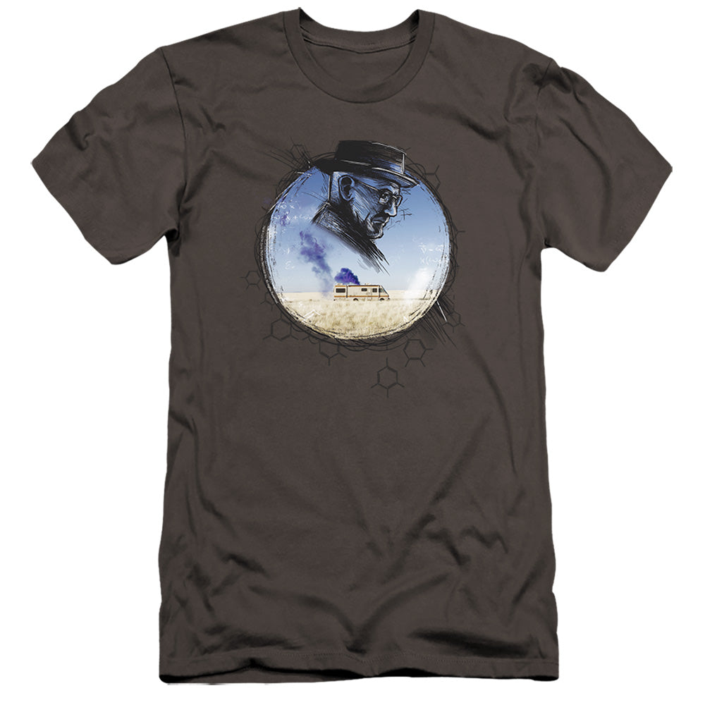AN OFFCIALLY LICENSED BREAKING BAD CRYSTAL MEN'S PREMIUM SLIM FIT T-SHIRT CHARCOAL