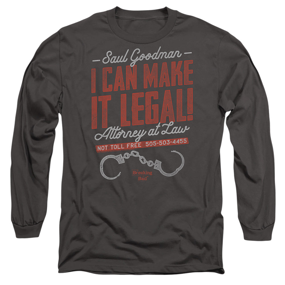 AN OFFCIALLY LICENSED BREAKING BAD MAKE IT LEGAL MEN'S LONG SLEEVE T-SHIRT CHARCOAL