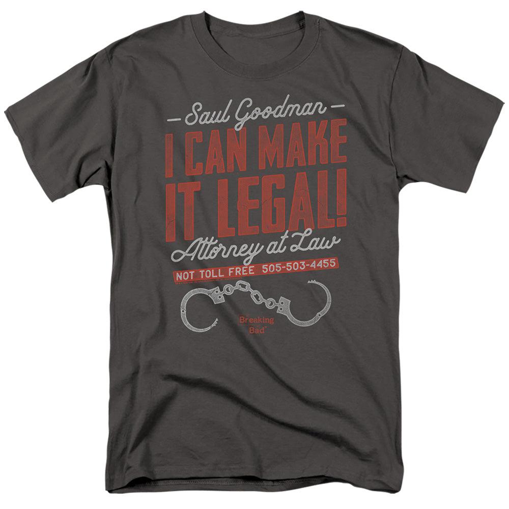 AN OFFCIALLY LICENSED BREAKING BAD MAKE IT LEGAL MEN'S REGULAR FIT T-SHIRT CHARCOAL