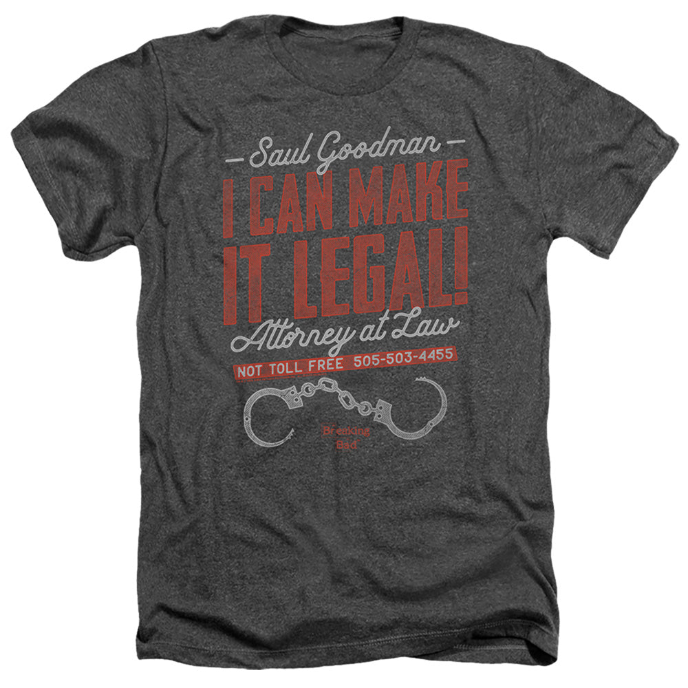 AN OFFCIALLY LICENSED BREAKING BAD MAKE IT LEGAL MEN'S HEATHER T-SHIRT CHARCOAL