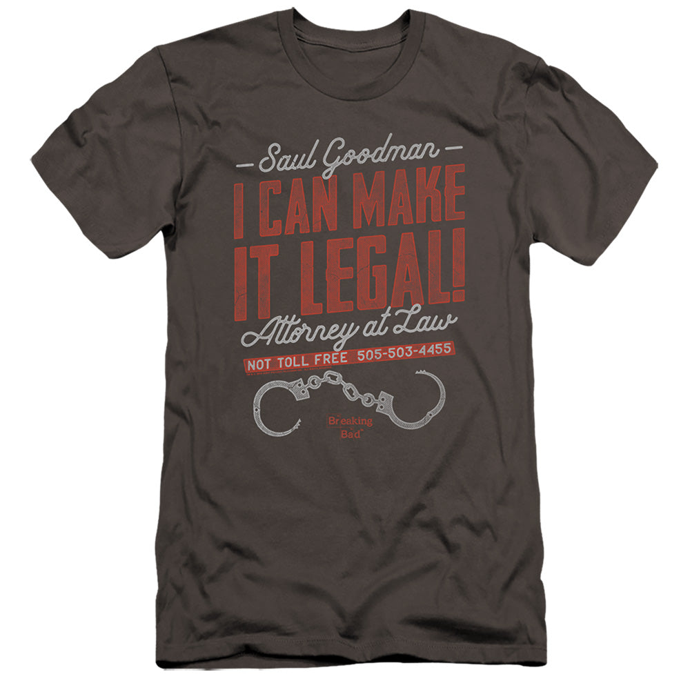 AN OFFCIALLY LICENSED BREAKING BAD MAKE IT LEGAL MEN'S PREMIUM SLIM FIT T-SHIRT CHARCOAL