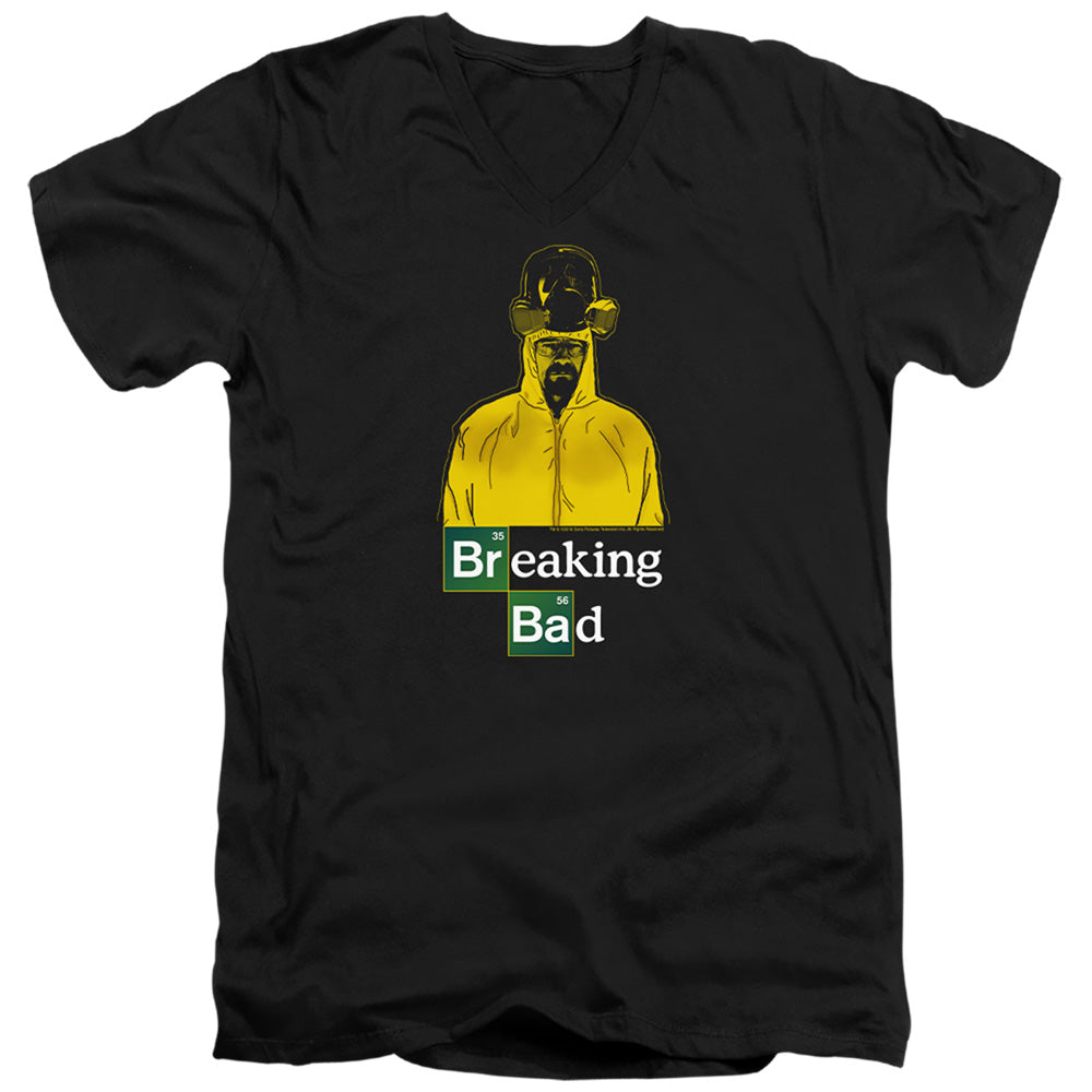 AN OFFCIALLY LICENSED BREAKING BAD HAZMAT MEN'S V-NECK T-SHIRT BLACK