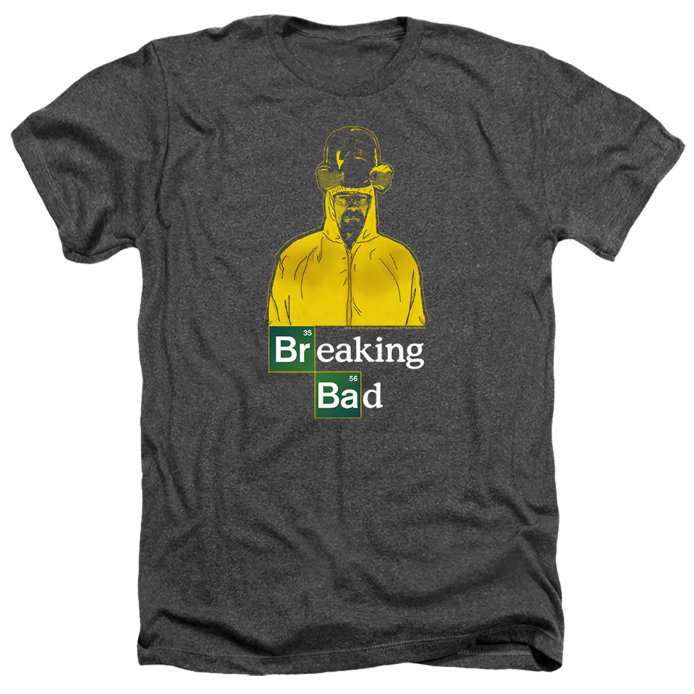 AN OFFCIALLY LICENSED BREAKING BAD HAZMAT MEN'S HEATHER T-SHIRT CHARCOAL
