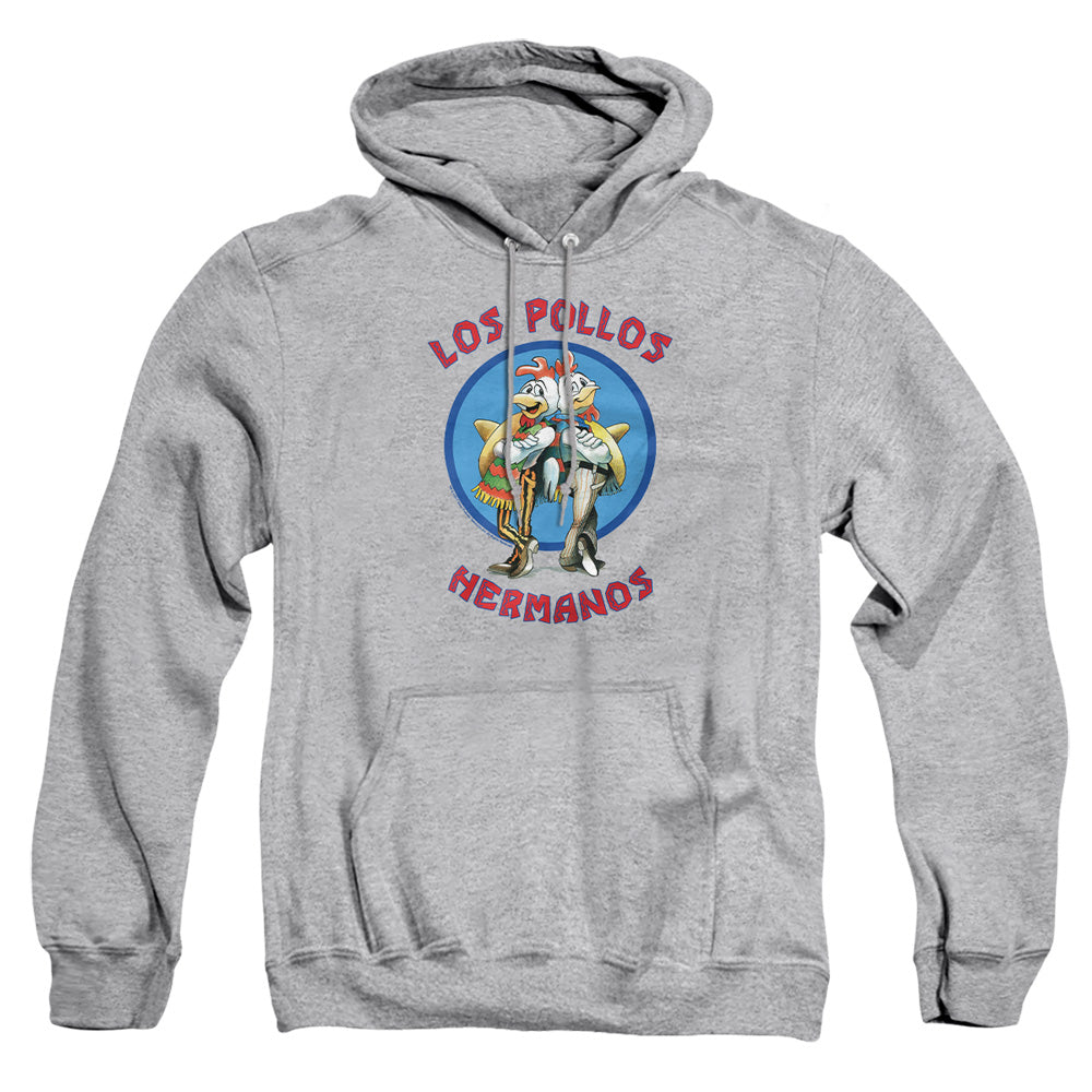 AN OFFCIALLY LICENSED BREAKING BAD LOS POLLOS HERMANOS ADULT UNISEX PULLOVER HOODIE ATHLETIC HEATHER