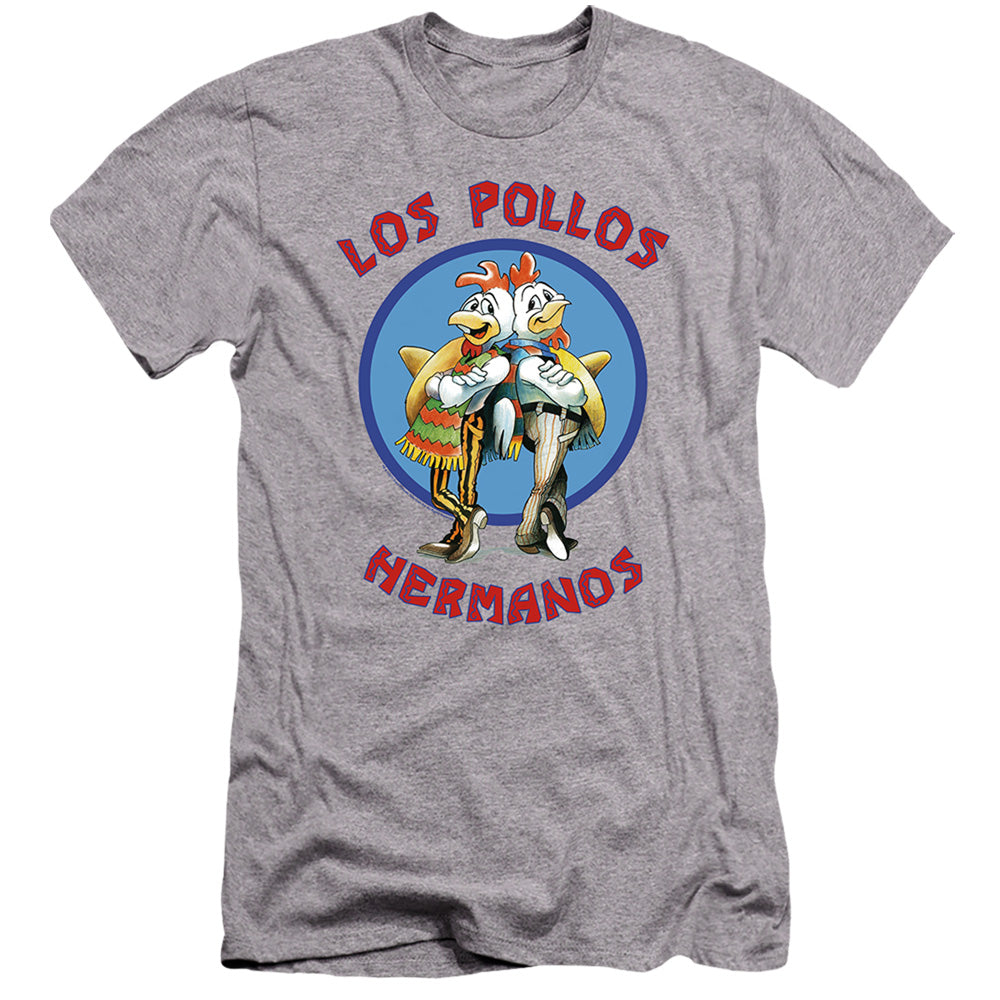 AN OFFCIALLY LICENSED BREAKING BAD LOS POLLOS HERMANOS MEN'S PREMIUM SLIM FIT T-SHIRT ATHLETIC HEATHER