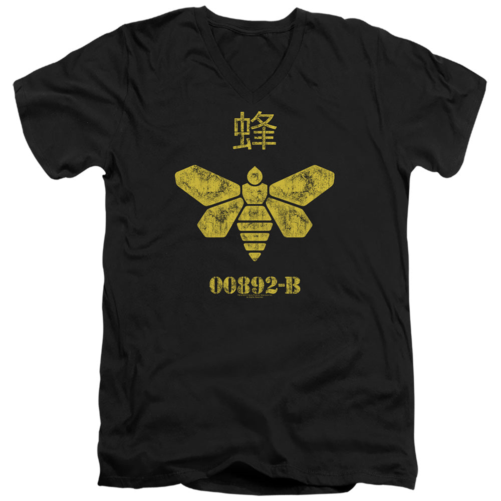 AN OFFCIALLY LICENSED BREAKING BAD METHYLAMINE BARREL BEE MEN'S V-NECK T-SHIRT BLACK