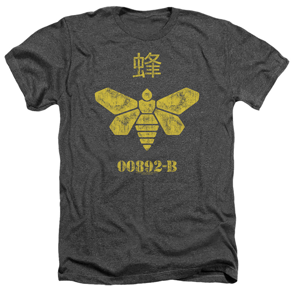 AN OFFCIALLY LICENSED BREAKING BAD METHYLAMINE BARREL BEE MEN'S HEATHER T-SHIRT CHARCOAL