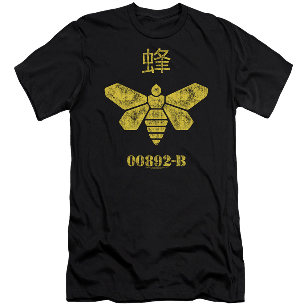 AN OFFCIALLY LICENSED BREAKING BAD METHYLAMINE BARREL BEE MEN'S PREMIUM SLIM FIT T-SHIRT BLACK