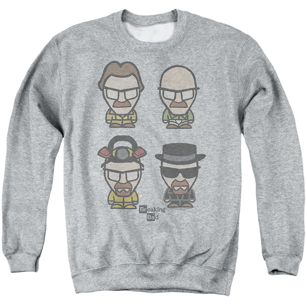 AN OFFCIALLY LICENSED BREAKING BAD FACES OF WALT ADULT UNISEX CREWNECK SWEATSHIRT ATHLETIC HEATHER