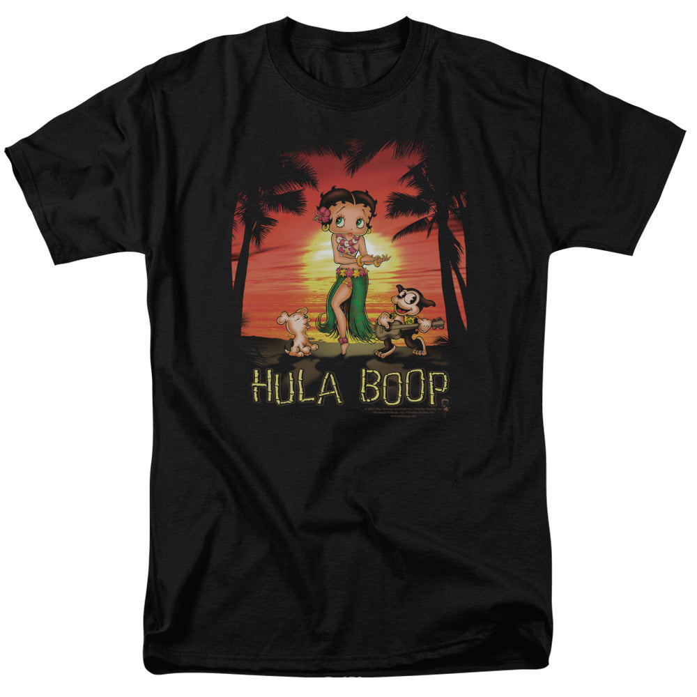 AN OFFCIALLY LICENSED BETTY BOOP HULABOOP MEN'S REGULAR FIT T-SHIRT BLACK