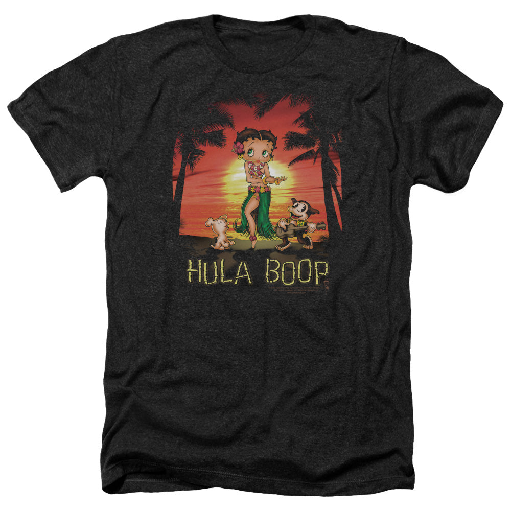 AN OFFCIALLY LICENSED BETTY BOOP HULABOOP MEN'S HEATHER T-SHIRT CHARCOAL