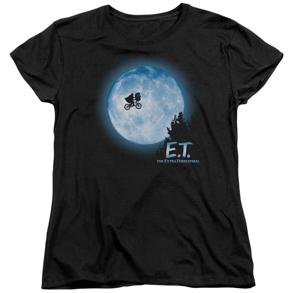 AN OFFCIALLY LICENSED ET MOON SCENE WOMEN'S REGULAR FIT T-SHIRT BLACK