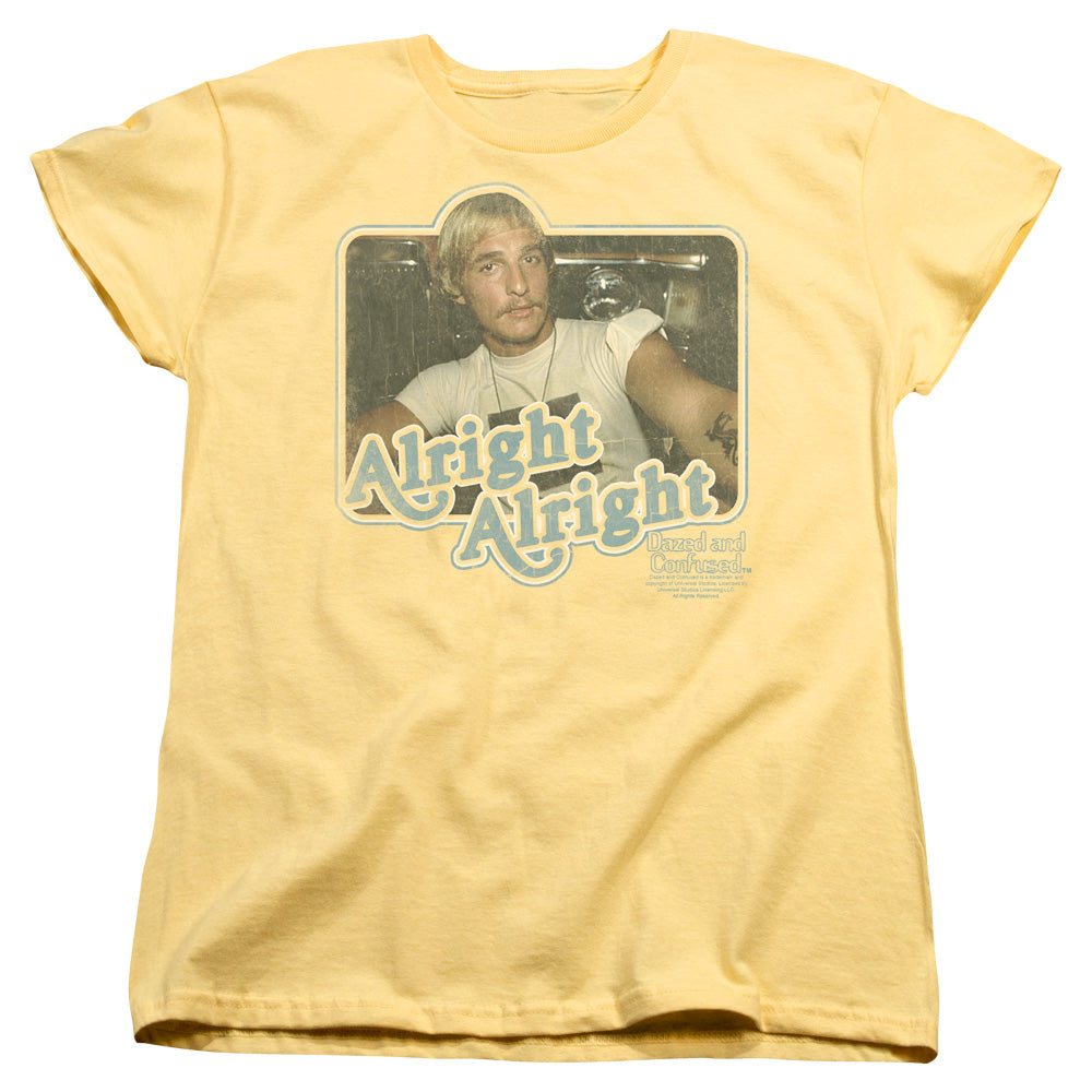 AN OFFCIALLY LICENSED DAZED AND CONFUSED ALRIGHT ALRIGHT WOMEN'S REGULAR FIT T-SHIRT BANANA