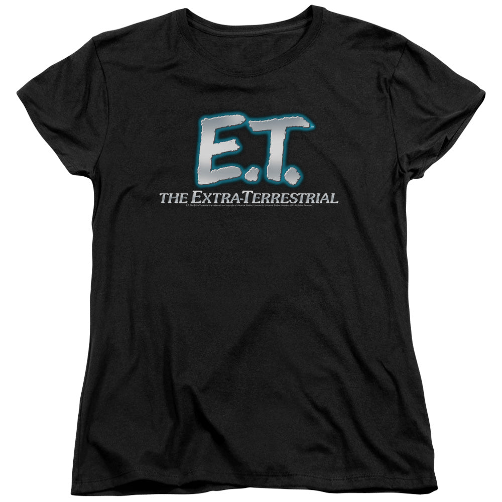 AN OFFCIALLY LICENSED ET LOGO WOMEN'S REGULAR FIT T-SHIRT BLACK