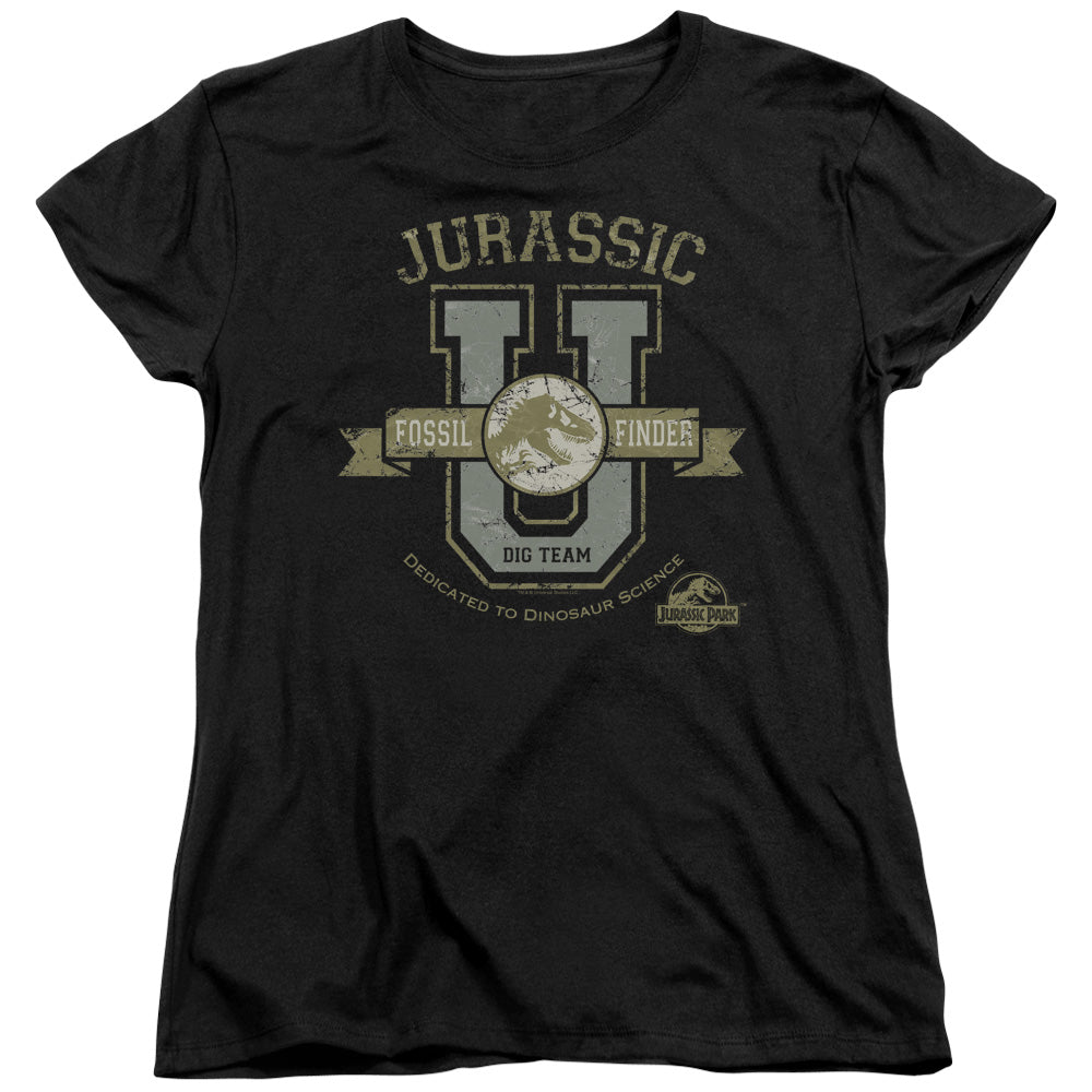 AN OFFCIALLY LICENSED JURASSIC PARK JURASSIC U WOMEN'S REGULAR FIT T-SHIRT BLACK