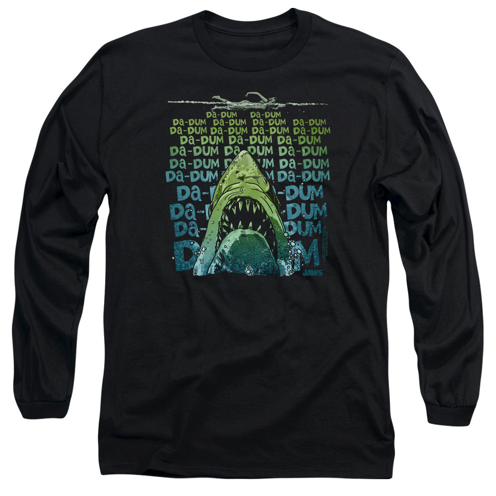 AN OFFCIALLY LICENSED JAWS DA DUM MEN'S LONG SLEEVE T-SHIRT BLACK