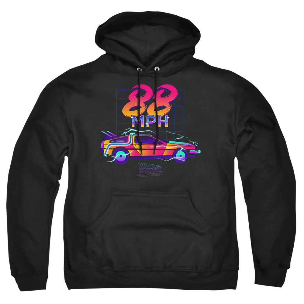 AN OFFCIALLY LICENSED BACK TO THE FUTURE 88 MPH ADULT UNISEX PULLOVER HOODIE BLACK