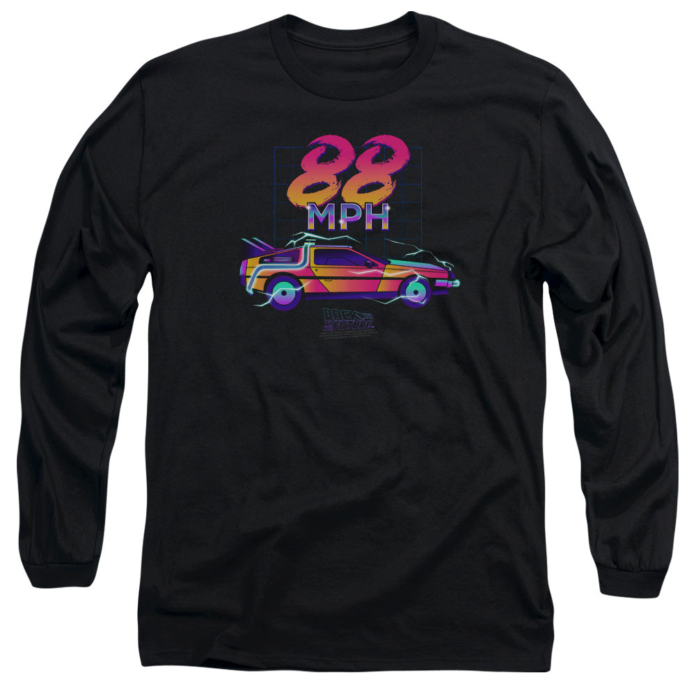 AN OFFCIALLY LICENSED BACK TO THE FUTURE 88 MPH MEN'S LONG SLEEVE T-SHIRT BLACK