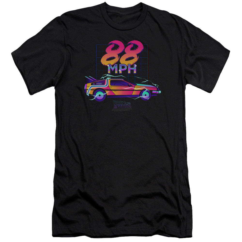 AN OFFCIALLY LICENSED BACK TO THE FUTURE 88 MPH MEN'S PREMIUM SLIM FIT T-SHIRT BLACK