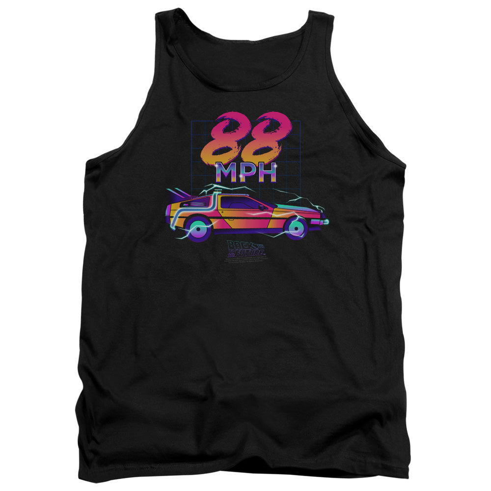 AN OFFCIALLY LICENSED BACK TO THE FUTURE 88 MPH ADULT UNISEX TANK TOP BLACK