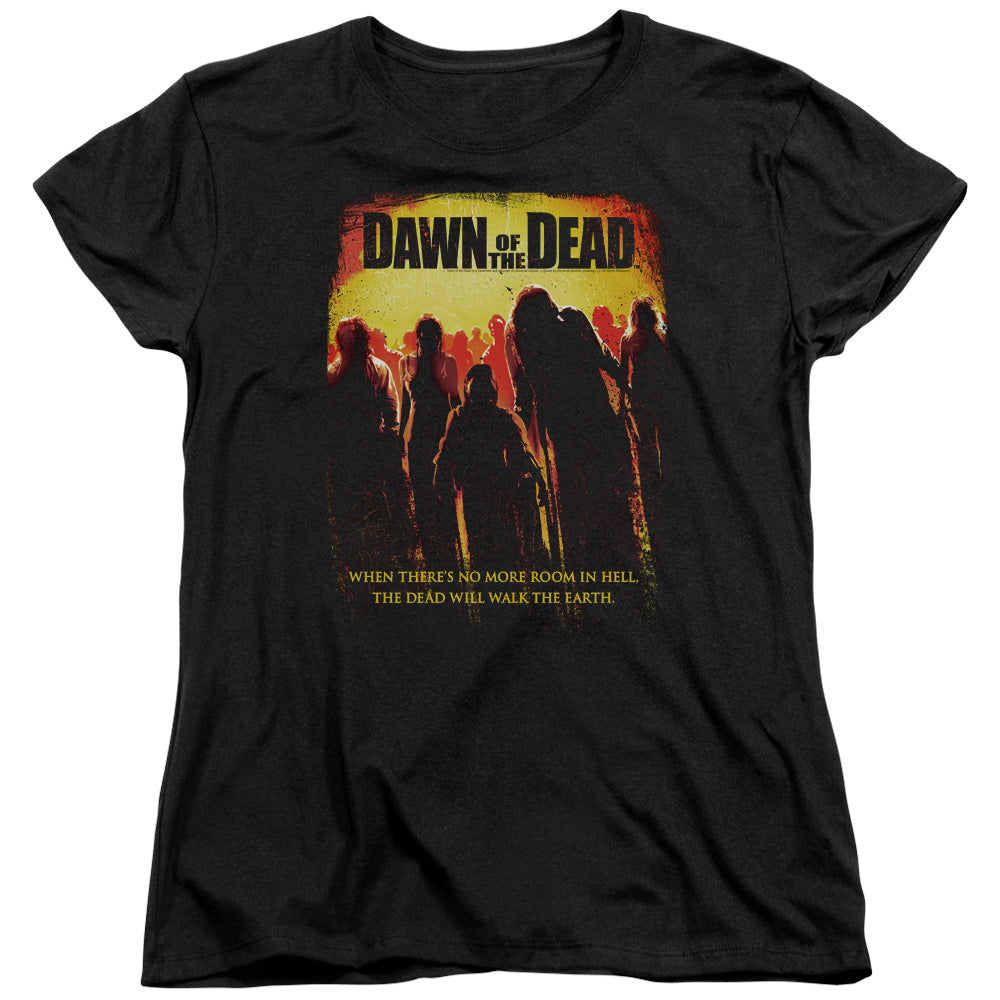 AN OFFCIALLY LICENSED DAWN OF THE DEAD TITLE WOMEN'S REGULAR FIT T-SHIRT BLACK