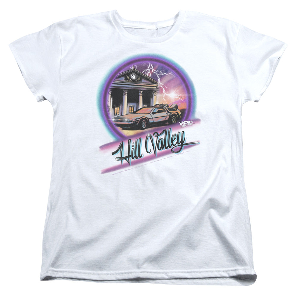 AN OFFCIALLY LICENSED BACK TO THE FUTURE RIDE WOMEN'S REGULAR FIT T-SHIRT WHITE