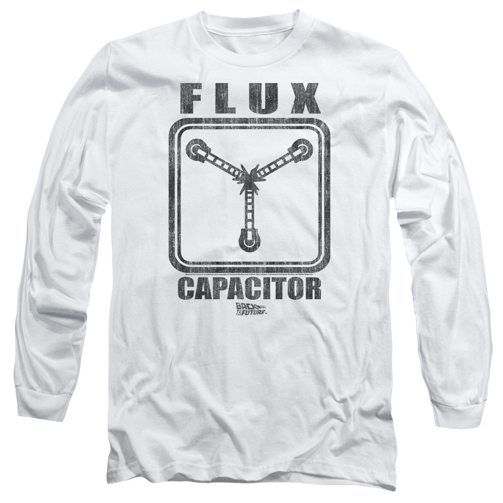 AN OFFCIALLY LICENSED BACK TO THE FUTURE FLUX CAPACITOR MEN'S LONG SLEEVE T-SHIRT WHITE