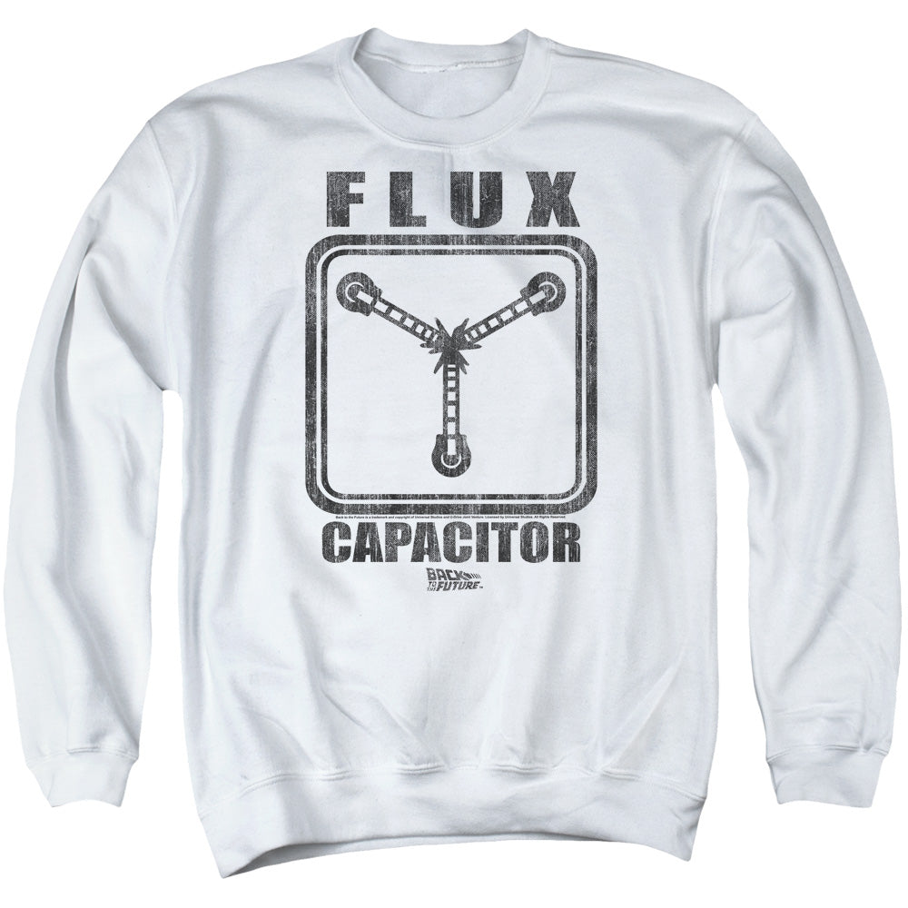 AN OFFCIALLY LICENSED BACK TO THE FUTURE FLUX CAPACITOR ADULT UNISEX CREWNECK SWEATSHIRT WHITE