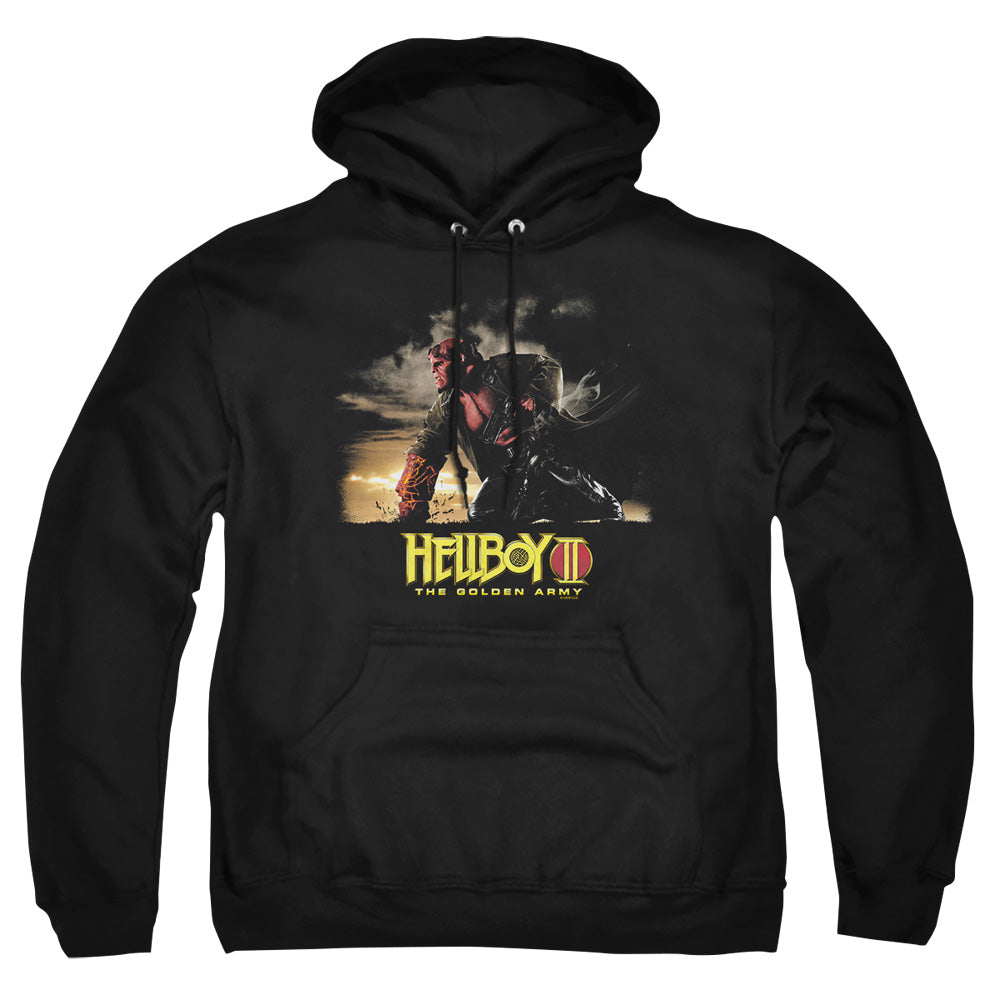 AN OFFCIALLY LICENSED HELLBOY II POSTER ART ADULT UNISEX PULLOVER HOODIE BLACK