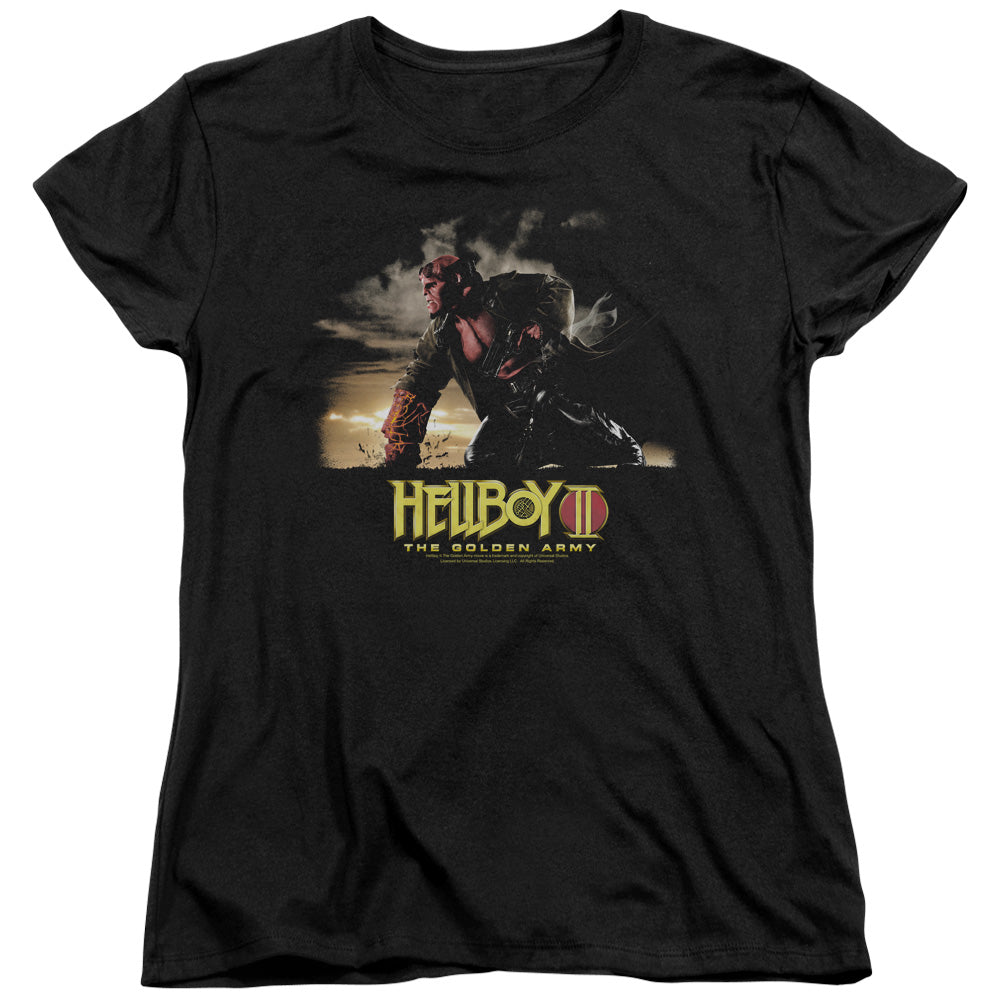 AN OFFCIALLY LICENSED HELLBOY II POSTER ART WOMEN'S REGULAR FIT T-SHIRT BLACK