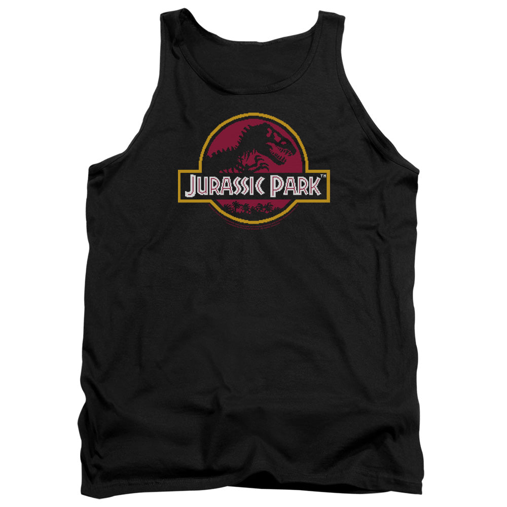 AN OFFCIALLY LICENSED JURASSIC PARK 8-BIT LOGO ADULT UNISEX TANK TOP BLACK