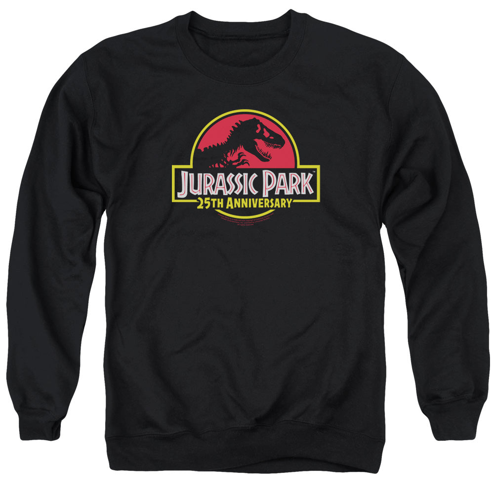 AN OFFCIALLY LICENSED JURASSIC PARK 25TH ANNIVERSARY LOGO ADULT UNISEX CREWNECK SWEATSHIRT BLACK