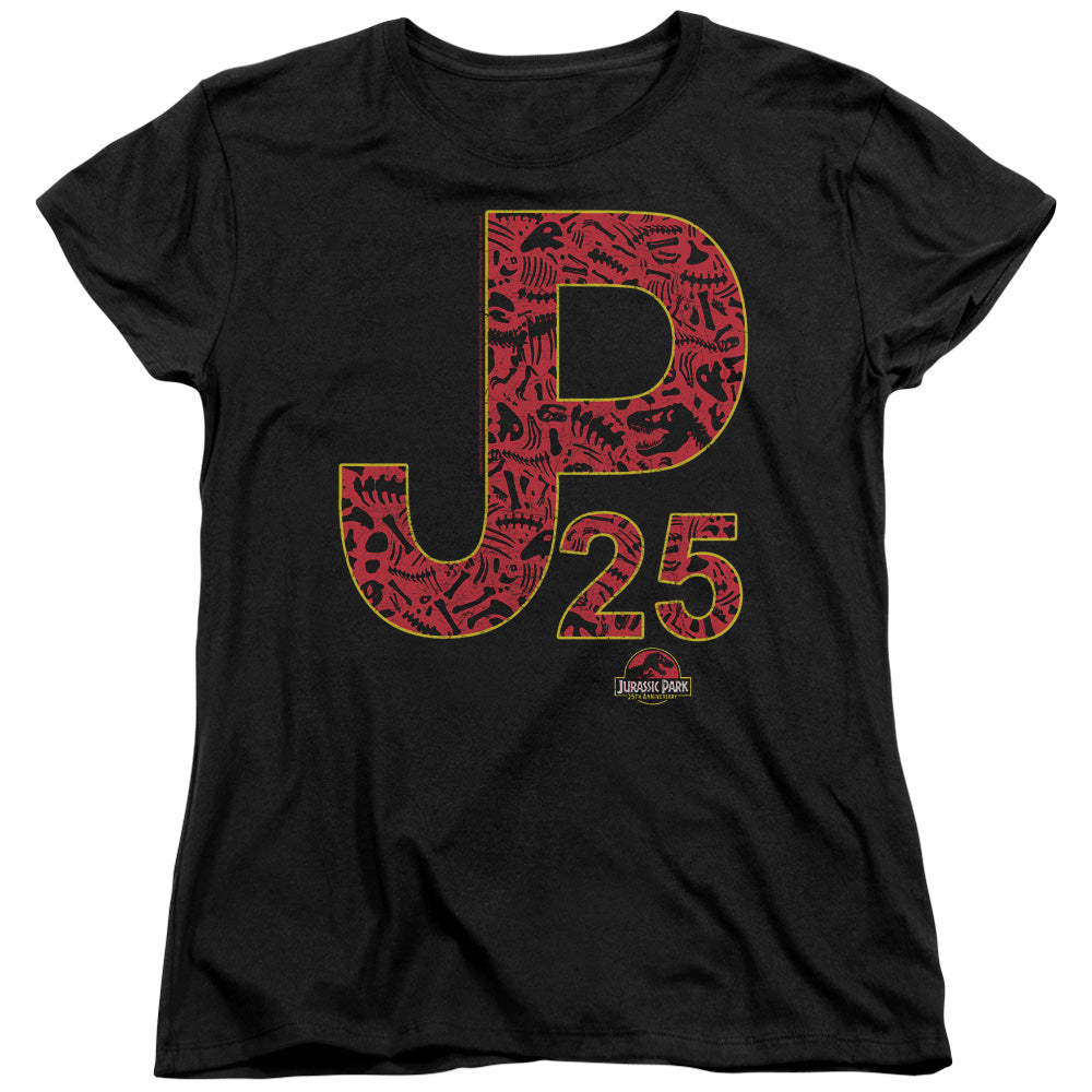 AN OFFCIALLY LICENSED JURASSIC PARK JP25 WOMEN'S REGULAR FIT T-SHIRT BLACK