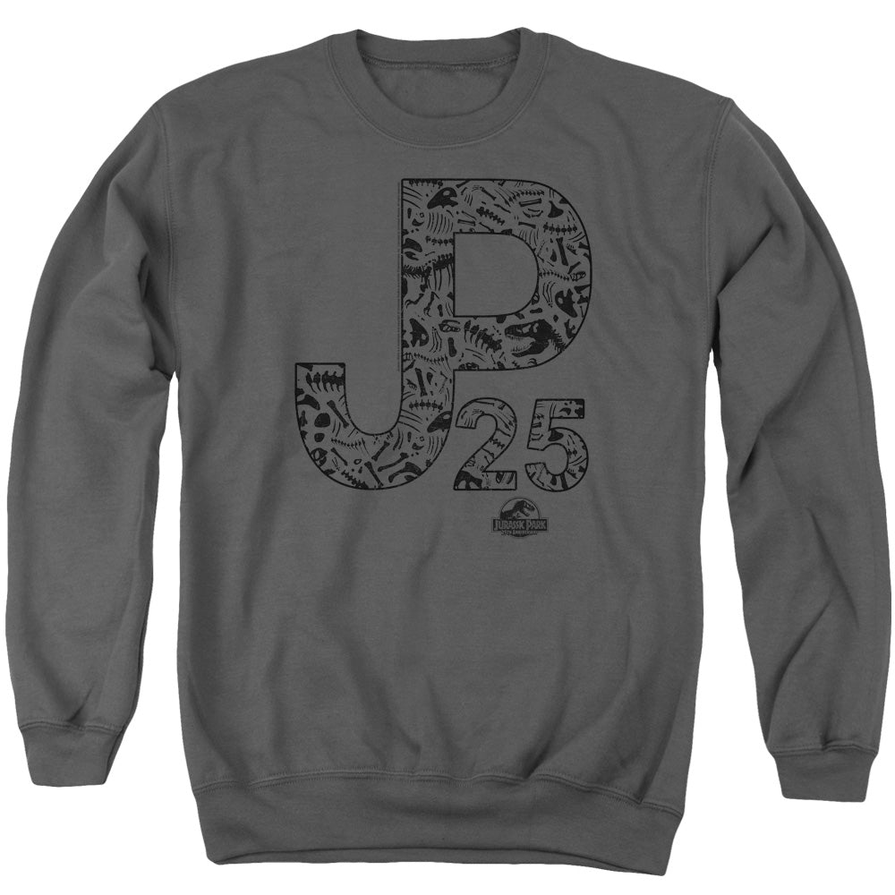 AN OFFCIALLY LICENSED JURASSIC PARK JP25 ADULT UNISEX CREWNECK SWEATSHIRT CHARCOAL