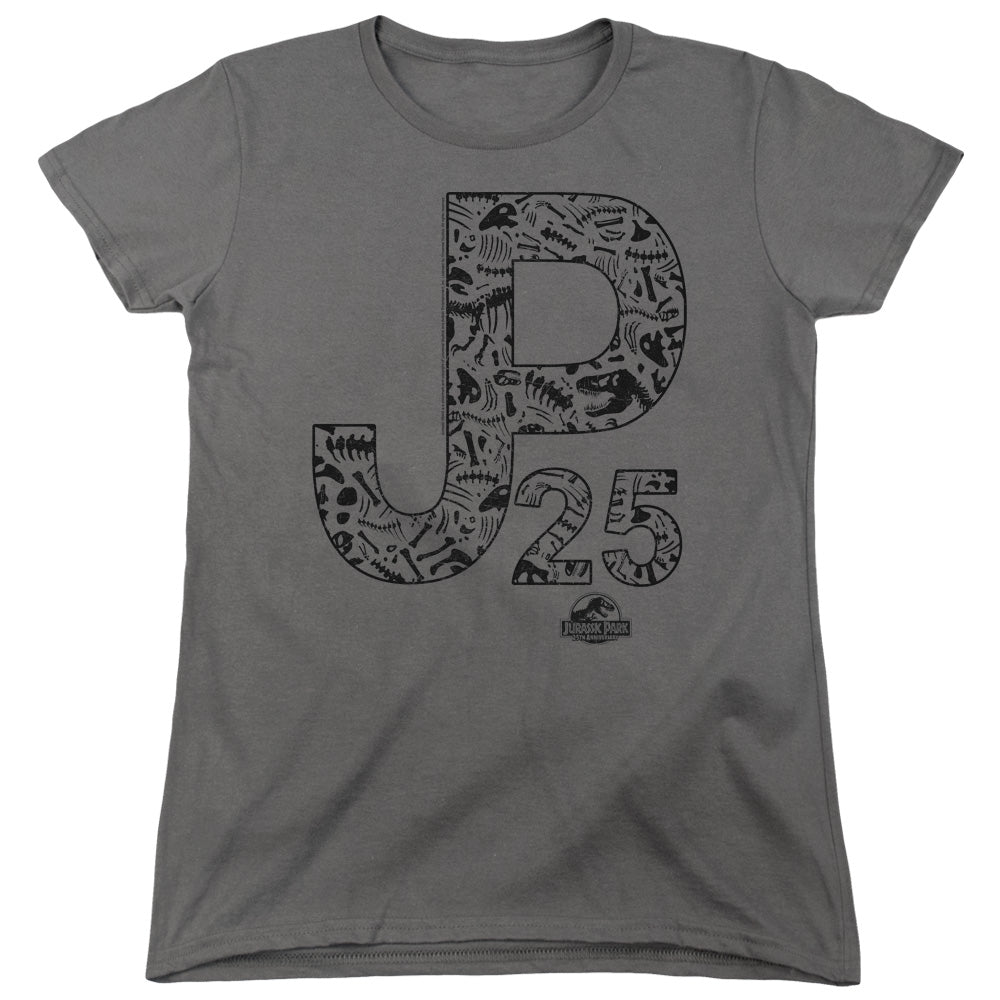 AN OFFCIALLY LICENSED JURASSIC PARK JP25 WOMEN'S REGULAR FIT T-SHIRT CHARCOAL