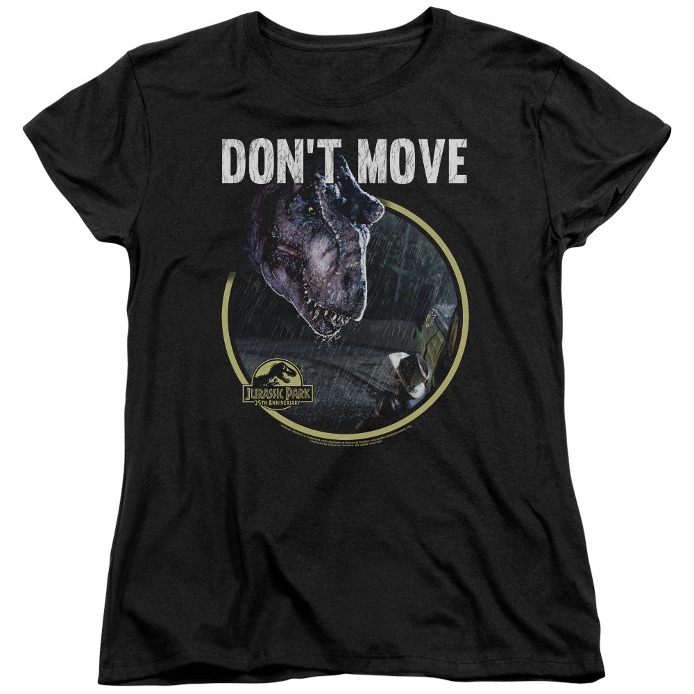 AN OFFCIALLY LICENSED JURASSIC PARK DONT MOVE WOMEN'S REGULAR FIT T-SHIRT BLACK
