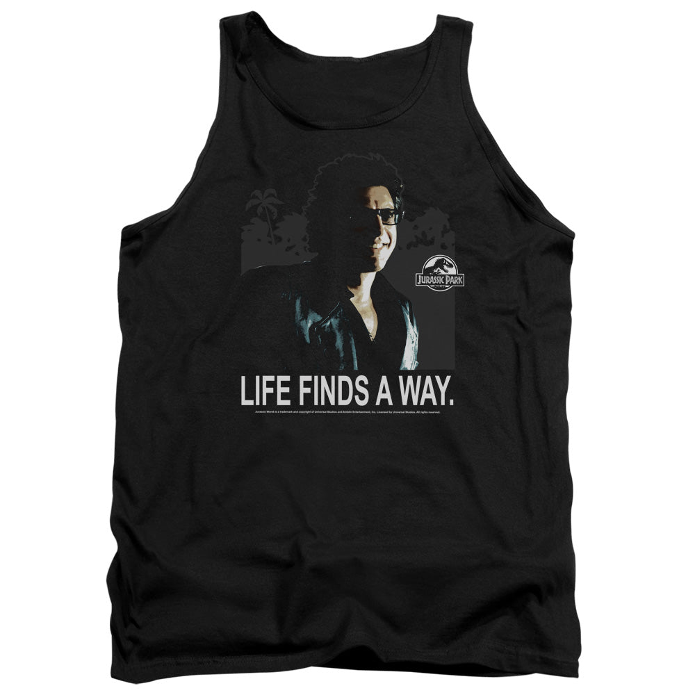 AN OFFCIALLY LICENSED JURASSIC PARK LIFE FINDS A WAY ADULT UNISEX TANK TOP BLACK