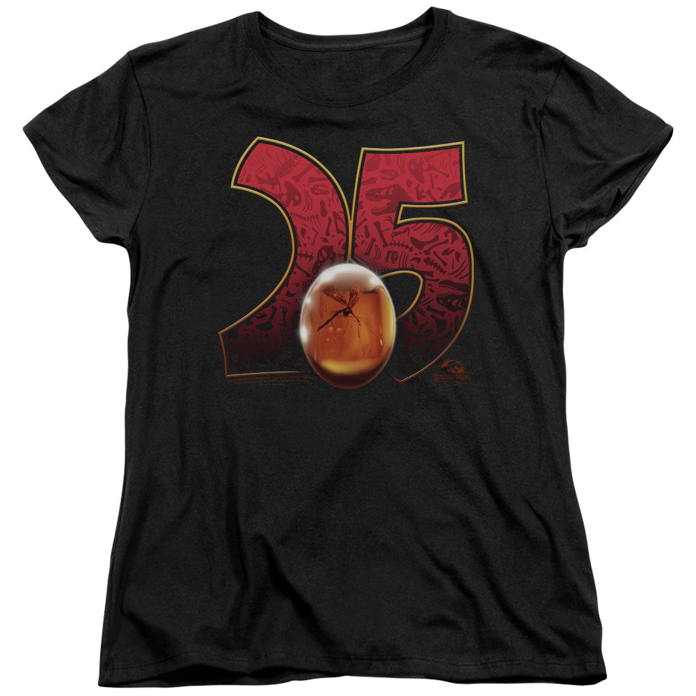 AN OFFCIALLY LICENSED JURASSIC PARK AMBER WOMEN'S REGULAR FIT T-SHIRT BLACK