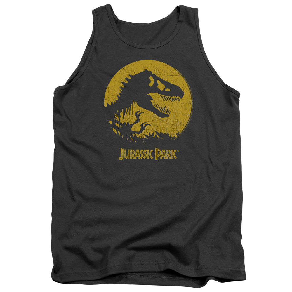 AN OFFCIALLY LICENSED JURASSIC PARK T REX SPHERE ADULT UNISEX TANK TOP CHARCOAL